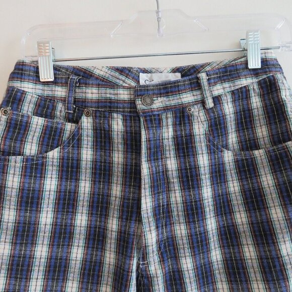 VINTAGE CALVIN KLEIN Y2K Tartan Plaid High Rise Straight Cotton Pants Jeans Punk - Picture 3 of 14